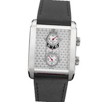Marvin Rectangular Silver Guilloche Dial Swiss Made Black Leather