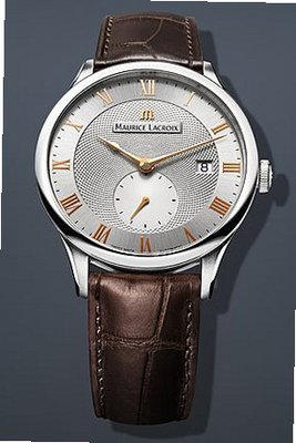 Maurice Lacroix Masterpiece Tradition Petite Seconde 40mm - Silver/Blue Dial, Black Alligator Strap MP6907-SS001-110