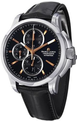 Maurice Lacroix Pontos Chronograph Black Leather Strap PT6188-SS001-332