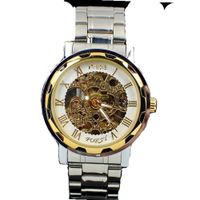 MCE Gent silver tone Case Skeleton Dial Hand-Wind Up Leather Mechanical Luxury Design --MCE062