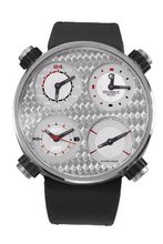 Meccaniche Veloci W124N123371016 Automatic Titanium Carbon-Fiber Silver Dial Dual-Time