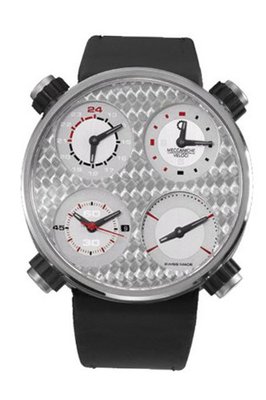 Meccaniche Veloci W124N123371016 Automatic Titanium Carbon-Fiber Silver Dial Dual-Time