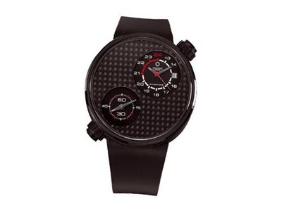 Meccaniche Veloci W125K249439017 Quattro Valvole Automatic Black PVD Titanium Black Carbon Fiber Dial Rubber Dual-Time