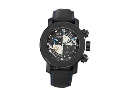 Meccaniche Veloci W307RR_295 Automatic Chronograph Black PVD Carbon-Fiber and Skeletal Dial Date