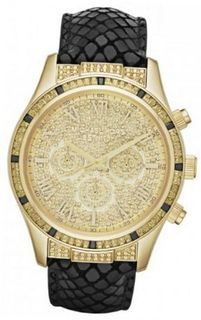 Michael Kors Goldtone Chronograph Python-Embossed Strap - Gold-Black