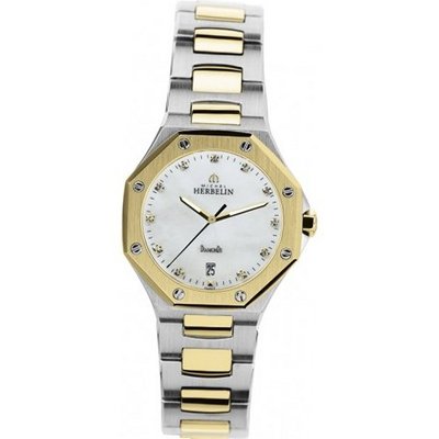 Lady's - Michel Herbelin Odyssee Diamonds - Stainless Steel and Gold Plated Band - W.R 10ATM - 14230.BT89