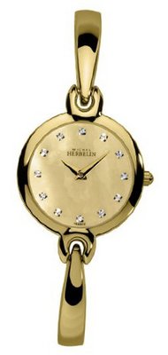 Michel Herbelin Salambo Quartz with Gold Dial Analogue Display and Gold Stainless Steel Bangle 17402/BP53