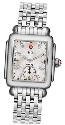 MICHELE Deco 16 Stainless Steel White Diamond Dial Bracelet