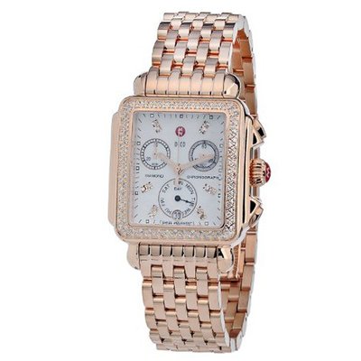 Michele es, Signature Deco Rose Gold Diamond, Diamond Dial