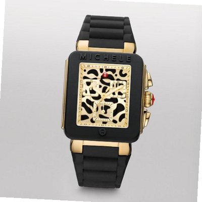 Michele Park Jelly Bean Black Gold Cheetah Dial Mww06l000016