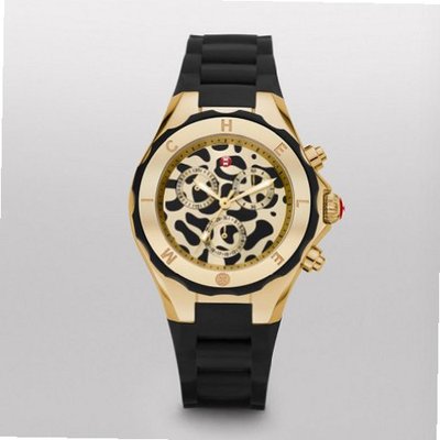 MICHELE Tahitian Jelly Bean, Gold Tone Black Cheetah Dial