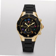 MICHELE Tahitian Jelly Bean Large Black Carousel Gold Tone