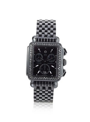 Michele Woman's MWW06A000679 Deco Noir Diamond Stainless Steel Black IP Bracelet