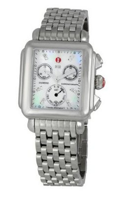 Michele Woman's MWW06P000014 Deco Day Diamond Dial Stainless Steel Bracelet