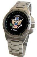 "U.S. Army" Classic Emblem Stainless Steel Sport With Elapsed Time Turning Bezel and Stainless Steel Bracelet From Military Time