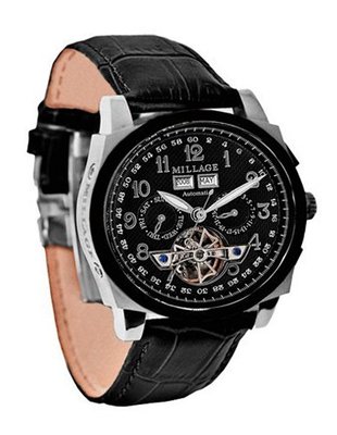 Millage Tourbillion Collection IP Black & Silver TT On Black On Black