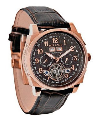 Millage Tourbillion Collection RG Gold On Brown On Brown