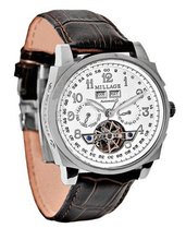 Millage Tourbillion Collection Whie on Silver on Brown