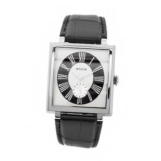 Milus HER002 Herios Black Leather Strap White Dial