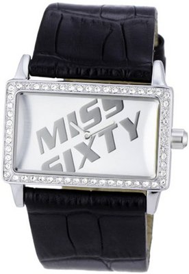 Miss Sixty Paradigma , Rectangular Case, Black Leather Strap Sj9003