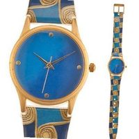 Fashion for  Blue Bracelet Quartz 18k Gold Overlay
