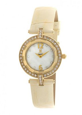 Momentus Beige Leather Band & Crystal Bezel Wrist DW256G-08BD