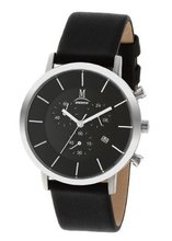 Momentus Black Leather Band & Black Dial Chrono Date FD236S-04BS