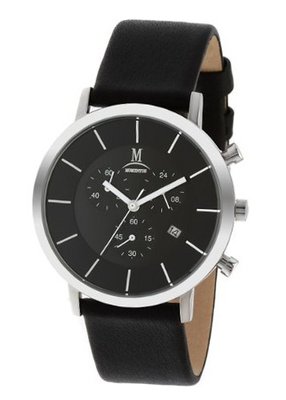 Momentus Black Leather Band & Black Dial Chrono Date FD236S-04BS