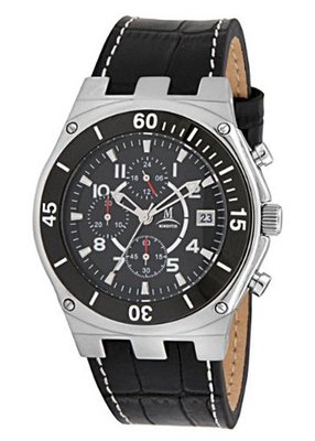 Momentus Black Leather Band & Black Dial Chronograph FD232S-04BS