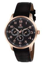 Momentus Black Leather Band & Dial Rose Gold Bezel Chron FD240R-04BR