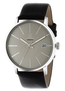 Momentus Black Leather Band & Gray Dial Date FD235S-03BS