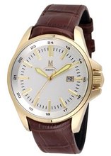 Momentus Black Leather Band & Red Gold Ion Plated Bezel FD220G-02BG