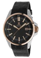 Momentus Black Leather Band Rose Gold Ion Plated Bezel FD220S-04BR