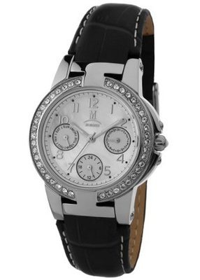 Momentus Black Leather Band SWAROVSKI Crystals Chrono TC107S-09BD