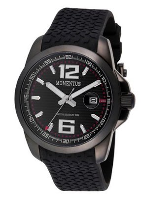 Momentus Black Rubber Band Black Ion Plated Bezel FS315E-04RB