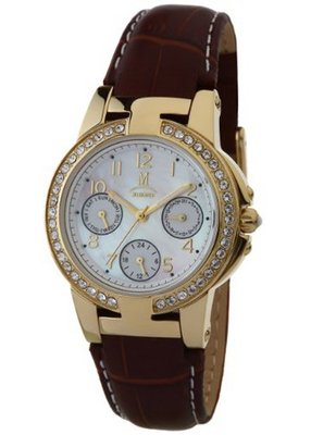 Momentus Brown Leather Band with SWAROVSKI Crystals TC107G-09KD