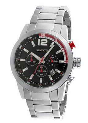 Momentus Silver Stainless Steel Black Dial Chronograph FS312S-04SS