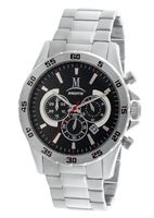 Momentus Silver Tone Stainless Steel Black Dial Chrono FS274S-04SS