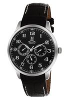 Momentus Stainless Black Leather Band & Dial Chronograph FD240S-04BS