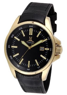 Momentus Stainless Steel Black Leather Band & Black Dial FD220G-04BG