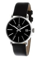 Momentus Stainless Steel Black Leather Band Dial Wrist DW250S-04BS
