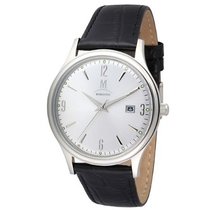 Momentus Stainless Steel Black Leather Band & White Dial EM121S-02BS