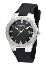 Momentus Stainless Steel Black Rubber Band Black Dial TR137S-04RB