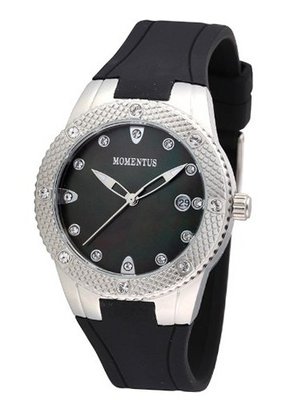 Momentus Stainless Steel Black Rubber Band Black Dial TR137S-04RB