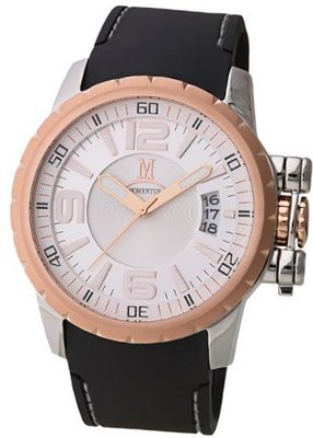 Momentus Stainless Steel Black Rubber Band White Dial FS108S-02RR