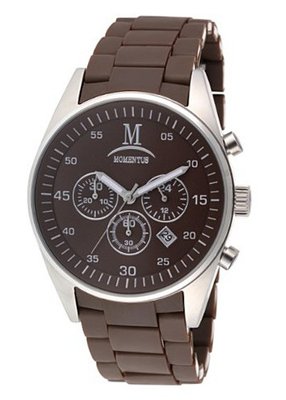 Momentus Stainless Steel Brown Rubber Band Chronograph FS316S-06RB