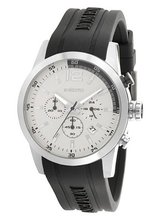 Momentus Stainless Steel Gray Rubber Band & White Dial Chrono FS312S-03RB