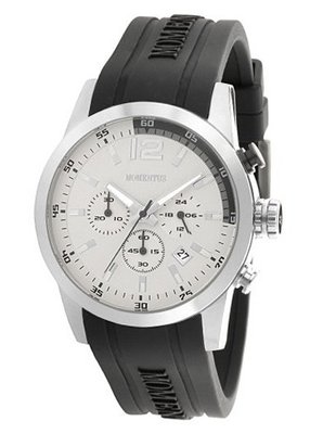 Momentus Stainless Steel Gray Rubber Band & White Dial Chrono FS312S-03RB
