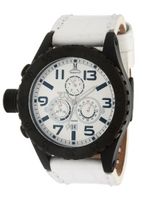 Momentus Stainless Steel White Leather Band Chronograph TM246E-02BW