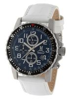 Momentus Stainless Steel White Leather Blue Dial Chrono FS282S-05BS